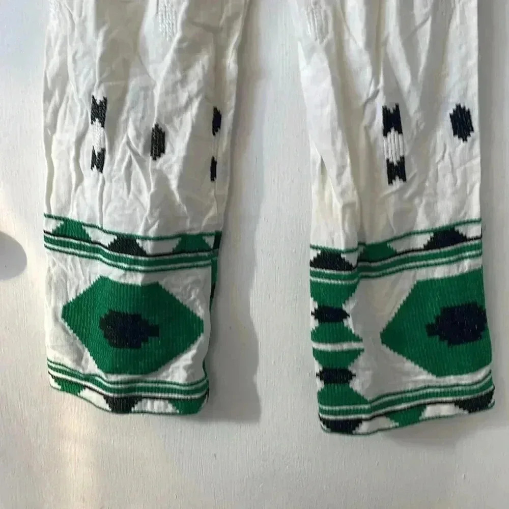 Zara Embroidered linen blend tribal pants 25” - Picture 9 of 12